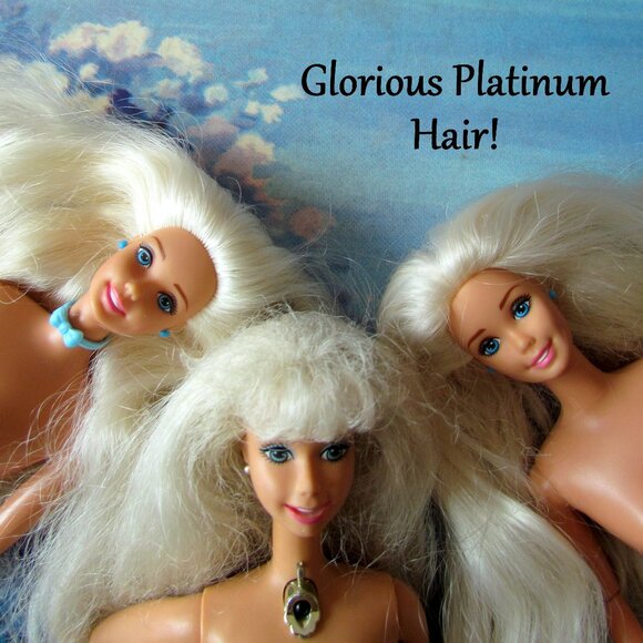 3 SINGING BARBIE DOLLS w GORGEOUS WHITE PLATINUM HAIR, JUST NEED BATTERIES, VINT - Picture 2 of 5